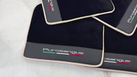 Black Floor Mats for Ferrari Purosangue with Leather and Beige Trim | Italian Edition