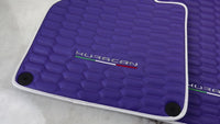 Purple Leather Floor Mats for Lamborghini Huracan with White Trim