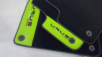 Black Floor Mats for Lamborghini Urus with Green Leather | Black Logo