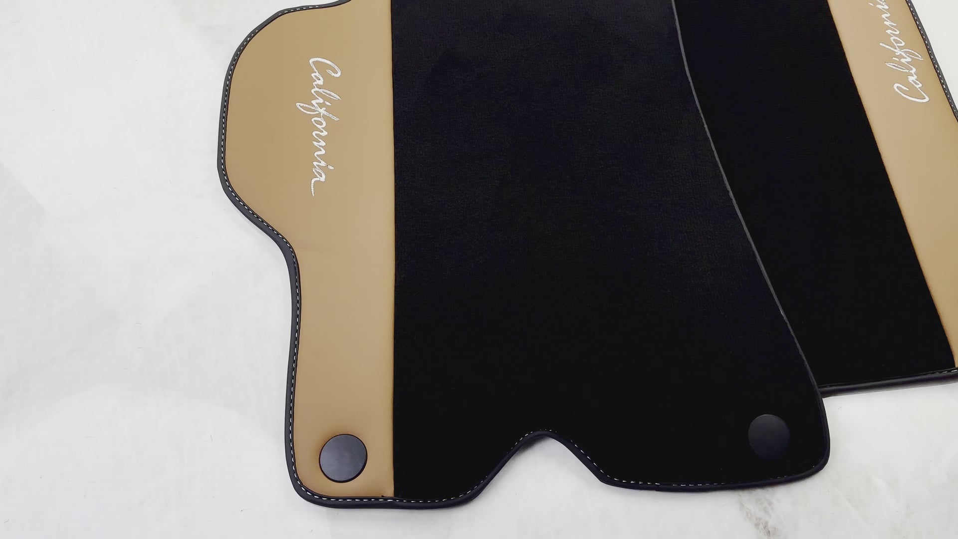 Black Floor Mats for Ferrari California (2008-2014) with Cuoio Nappa Leather - AutoWin