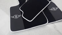 Black Floor Mats for Mini Clubman F54 (2015-2019) with Leather | White Trim