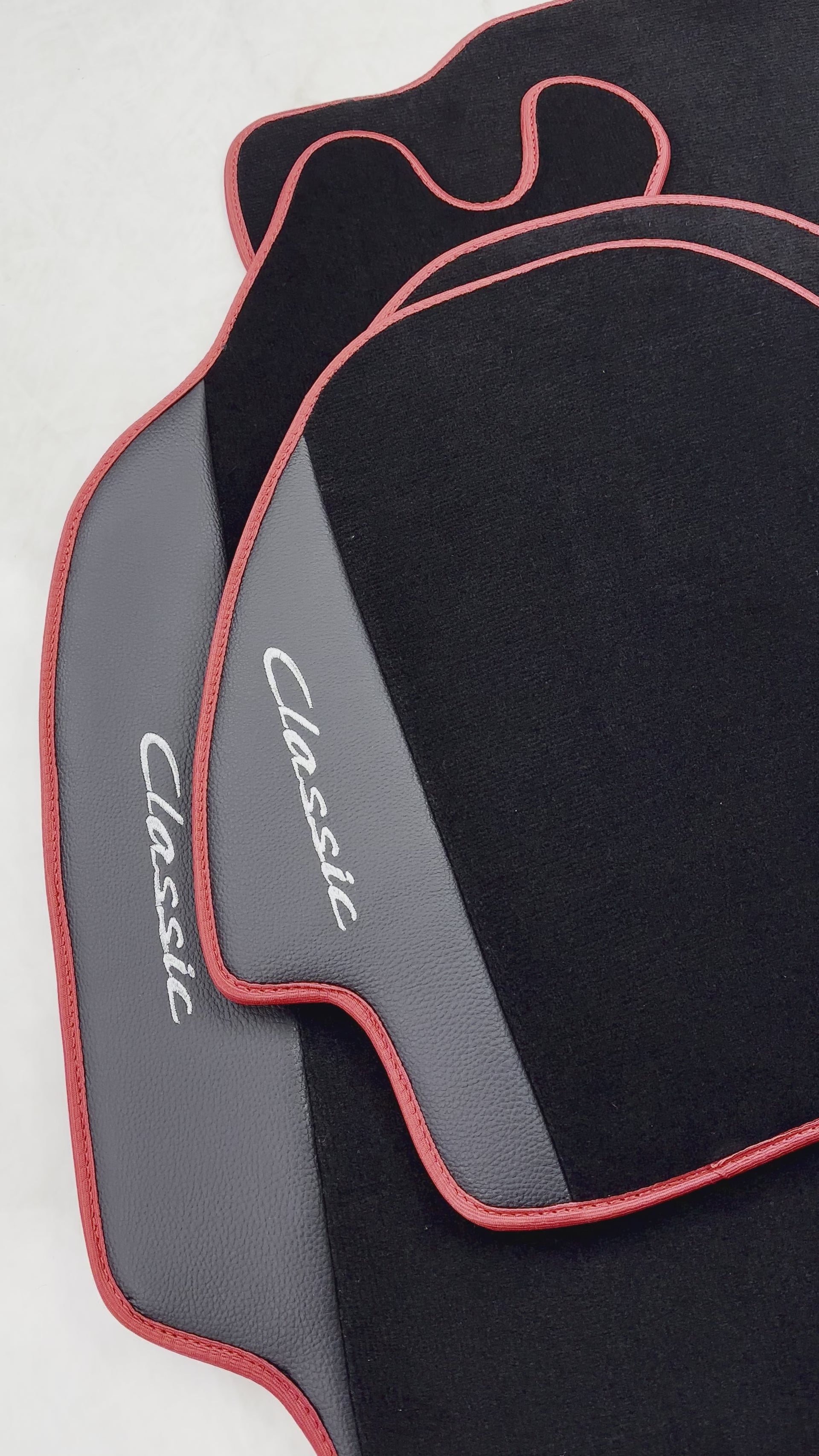 Leather Floor Mats for Porsche Classic 911 (1963-1989) with Red Trim - AutoWin