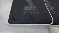 Leather Floor Mats for Ford Mustang GT350 Shelby (2015-2021) with Cobra Sewing | White Trim