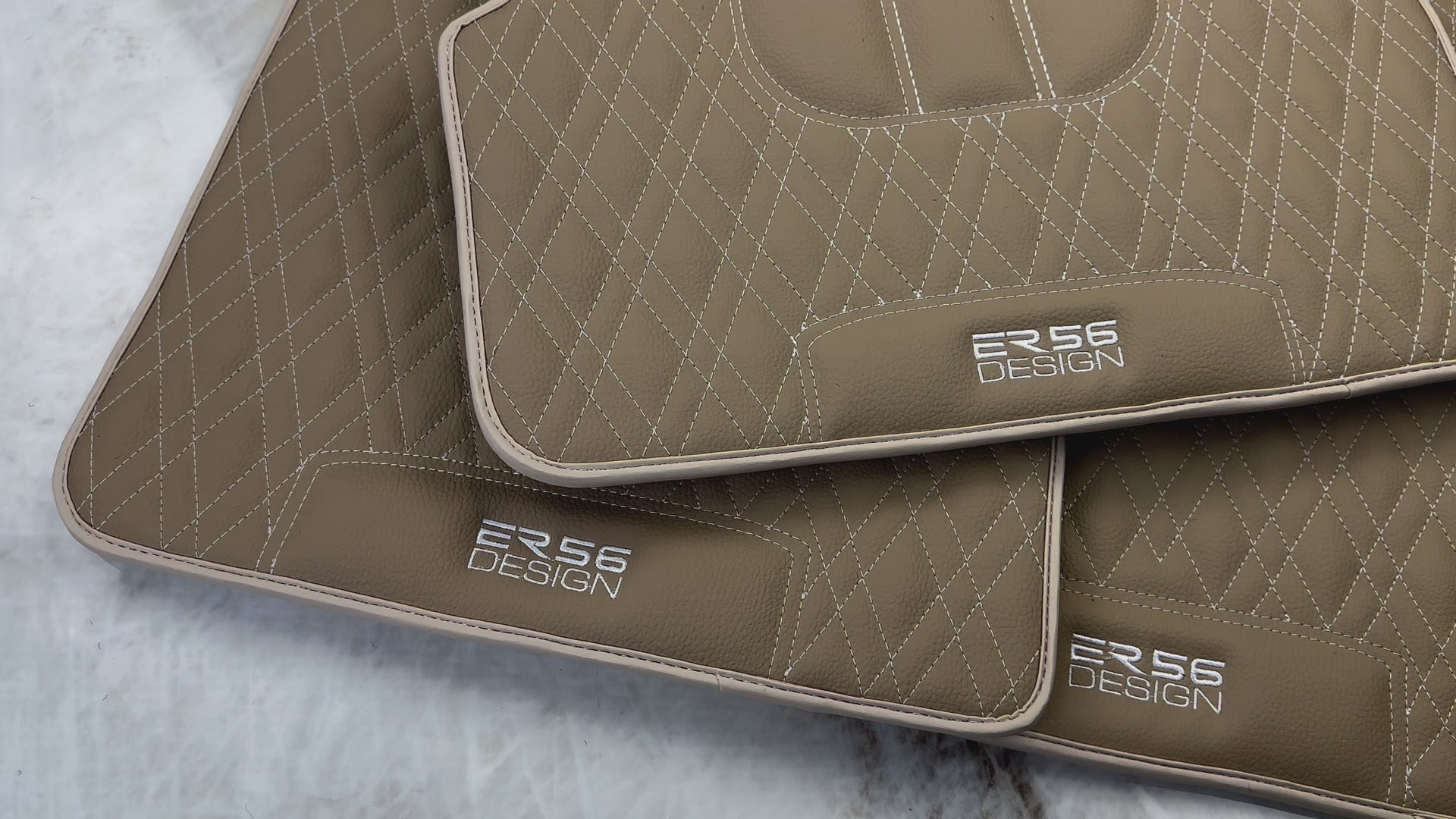 Beige Leather Floor Mats for BMW G30 Sedan (2016-2023) ER56 Design - ER56 Design