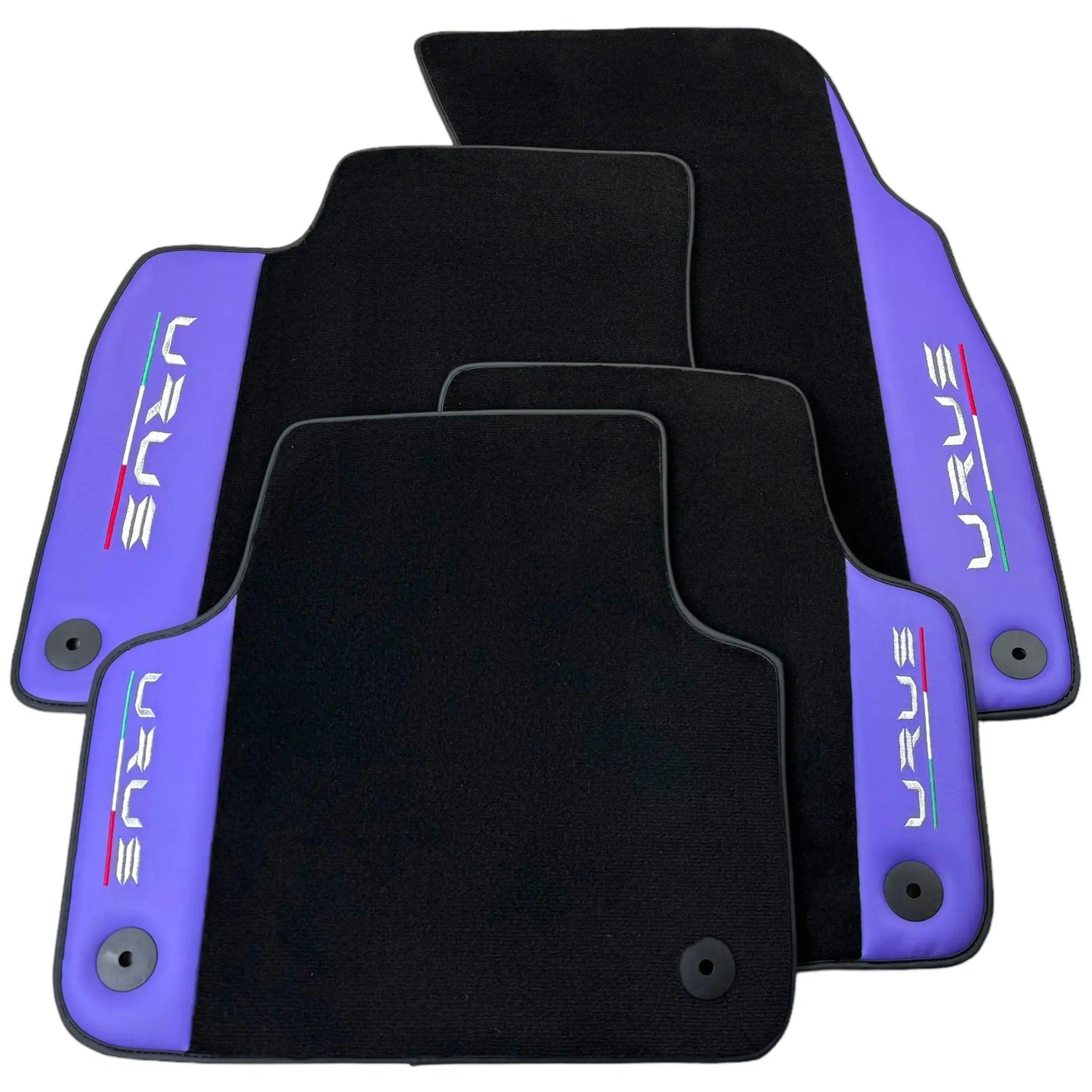 Purple Leather Black Floor Mats for Lamborghini Urus | Black Trim - AutoWin