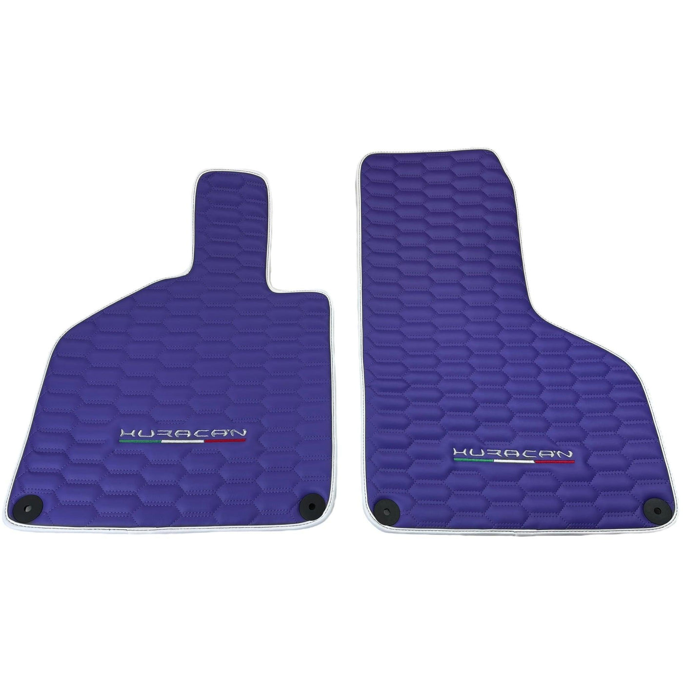Purple Leather Floor Mats for Lamborghini Huracan with White Trim - AutoWin