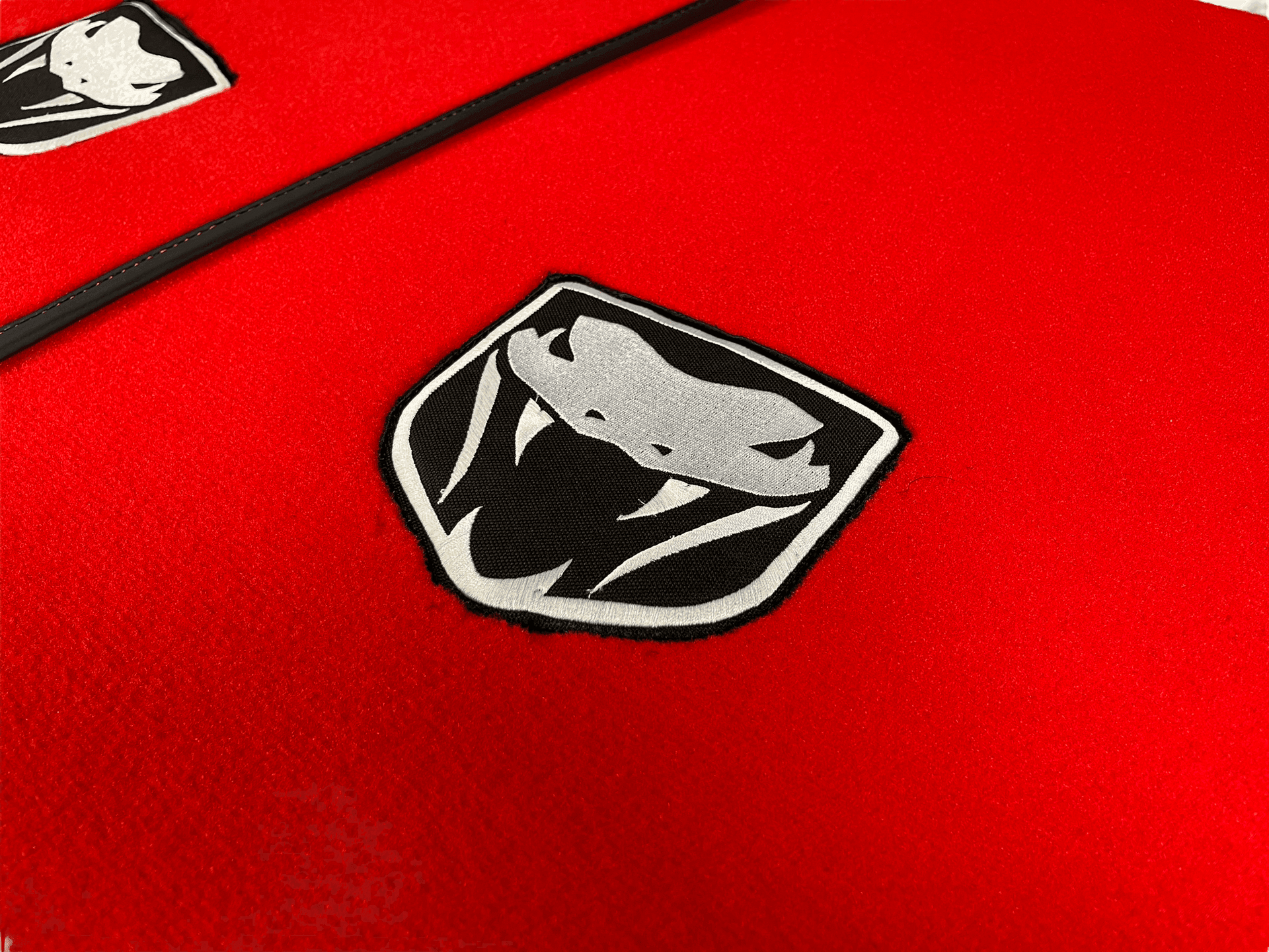 Red Floor Mats For Dodge Viper (2003-2006) With Emblem Tailored - AutoWin