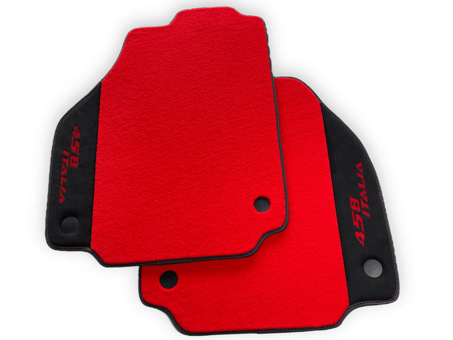 Red Floor Mats For Ferrari 458 Italia 2009-2015 Black Alcantara Leather - AutoWin
