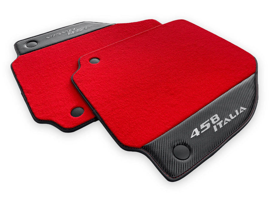 Red Floor Mats For Ferrari 458 Italia 2009-2015 With Carbon Fiber Leather - AutoWin