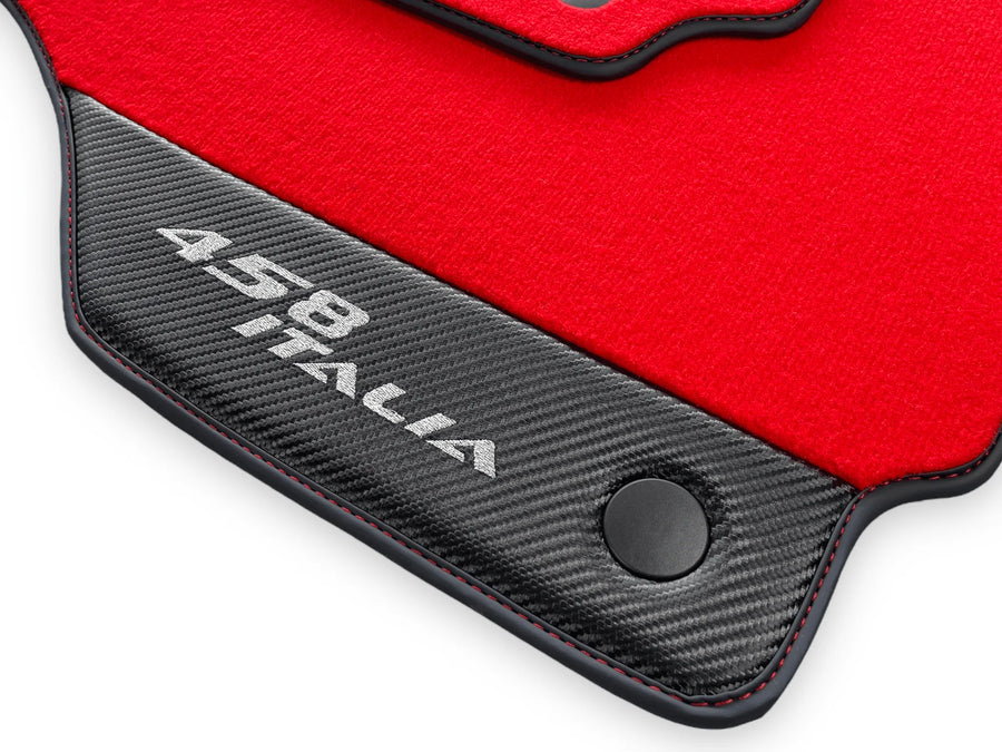 Red Floor Mats For Ferrari 458 Italia 2009-2015 With Carbon Fiber Leather - AutoWin