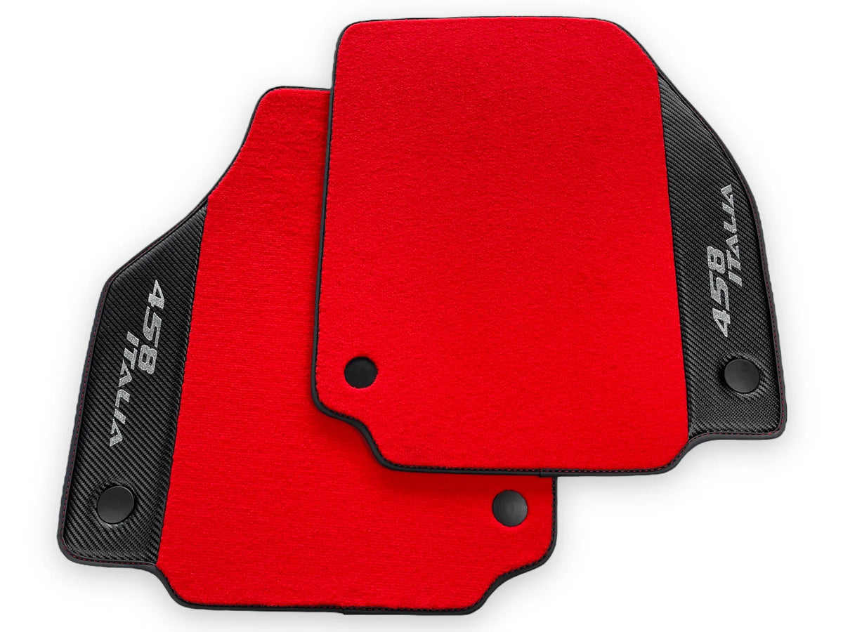 Red Floor Mats For Ferrari 458 Italia 2009-2015 With Carbon Fiber Leather - AutoWin