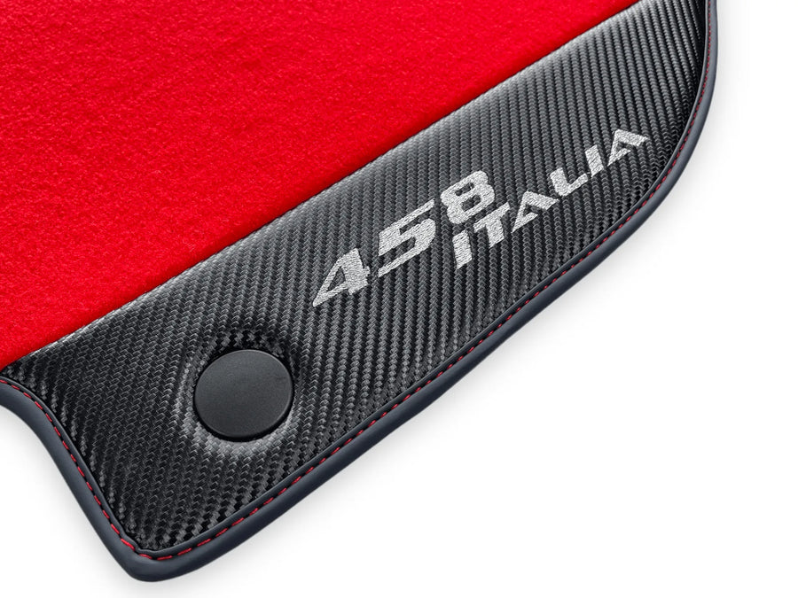 Red Floor Mats For Ferrari 458 Italia 2009-2015 With Carbon Fiber Leather - AutoWin
