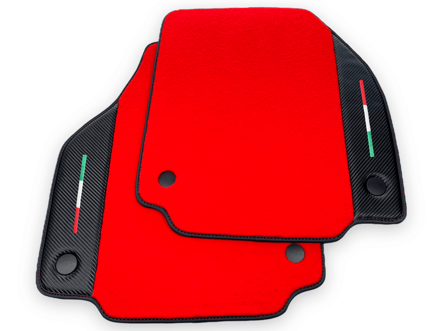 Red Floor Mats For Ferrari 488 GTB 2015-2022 Carpets With Carbon Fiber - AutoWin