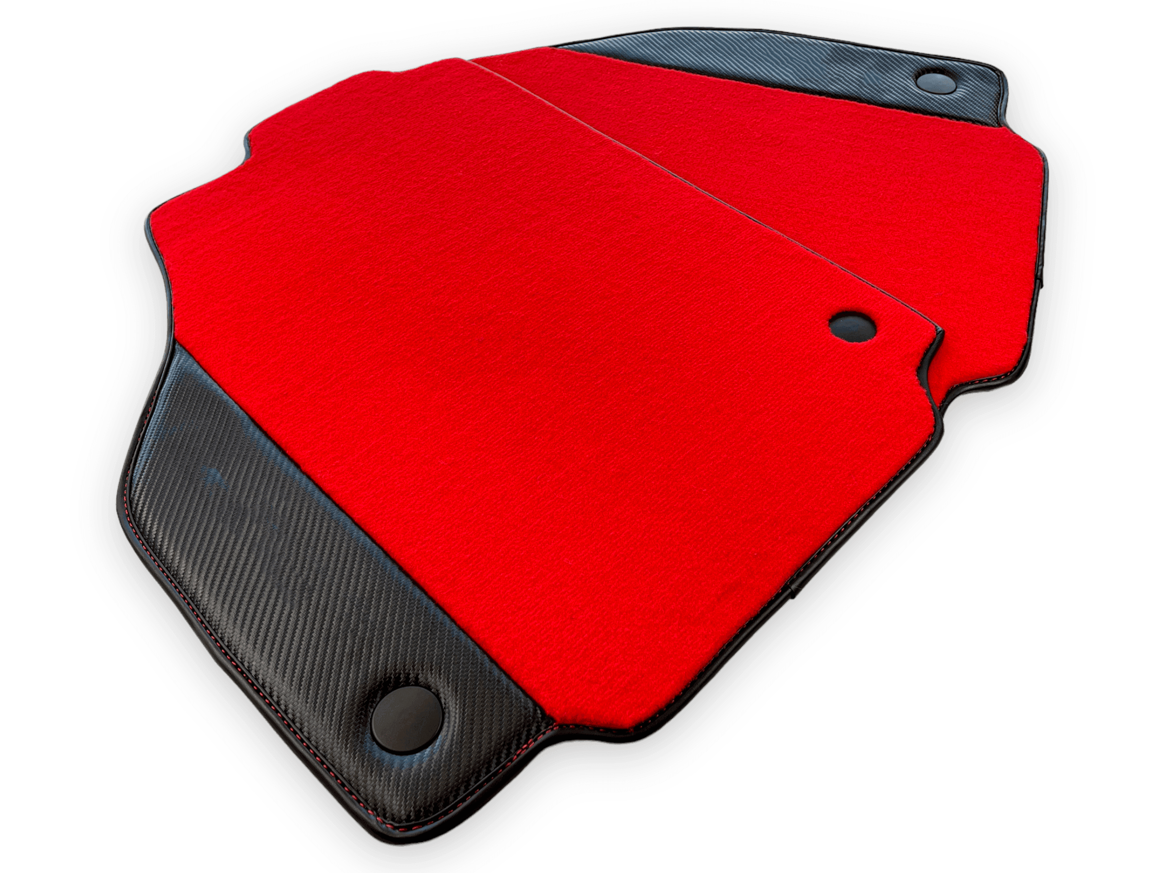 Red Floor Mats For Ferrari 488 Pista Spider 2019-2021 With Carbon Fiber Leather - AutoWin