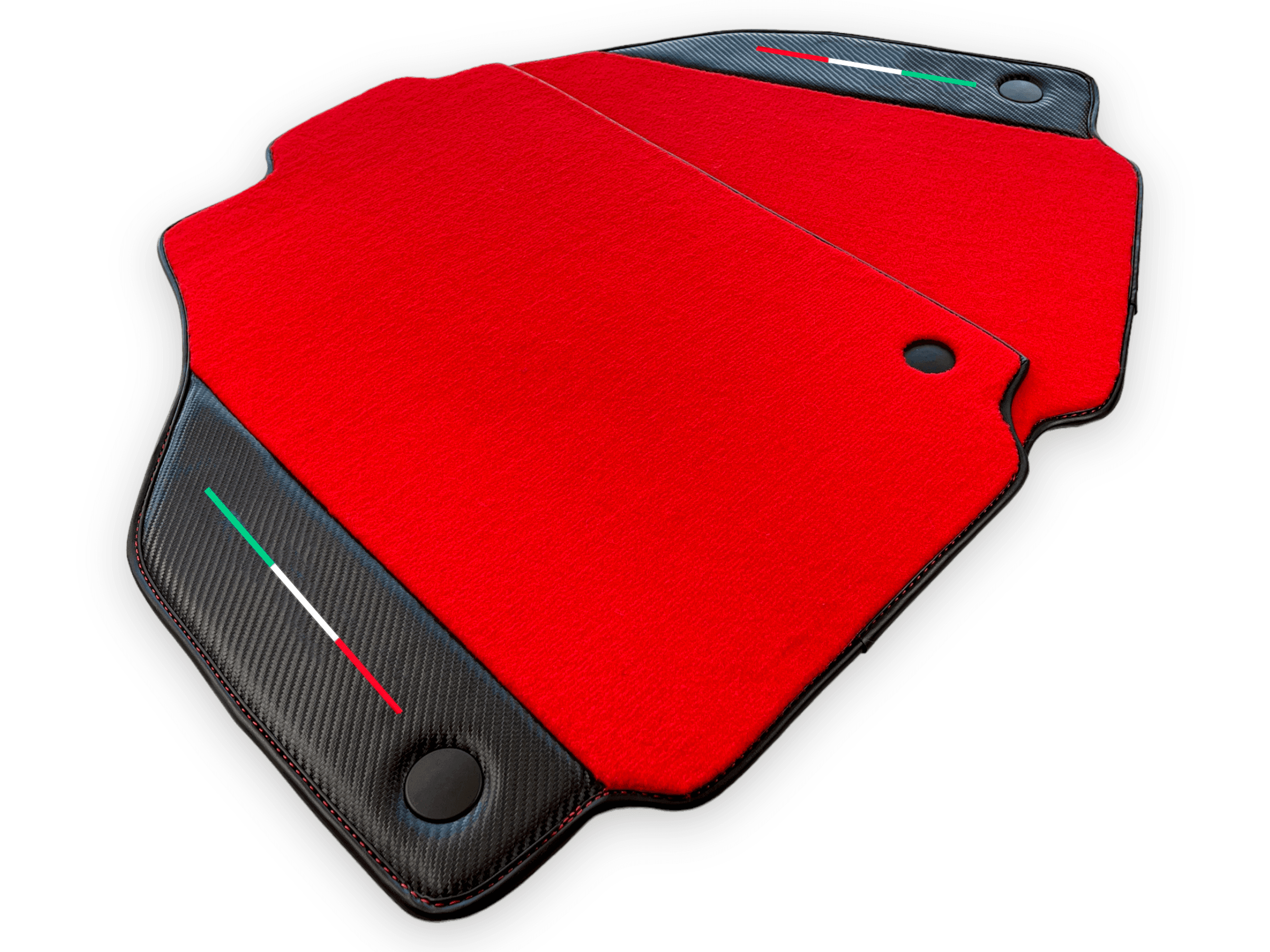 Red Floor Mats For Ferrari 488 Pista Spider 2019-2021 With Carbon Fiber Leather - AutoWin