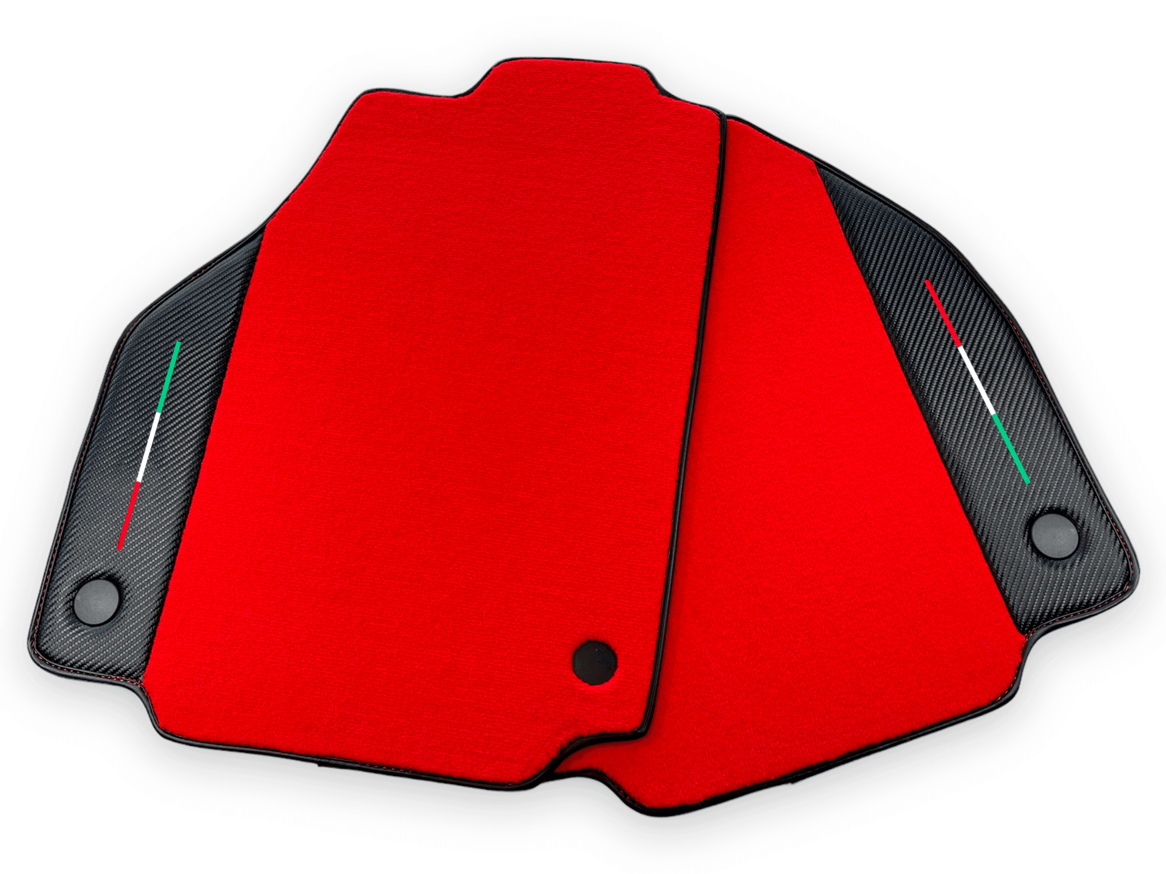 Red Floor Mats For Ferrari 488 Pista Spider 2019-2021 With Carbon Fiber Leather - AutoWin