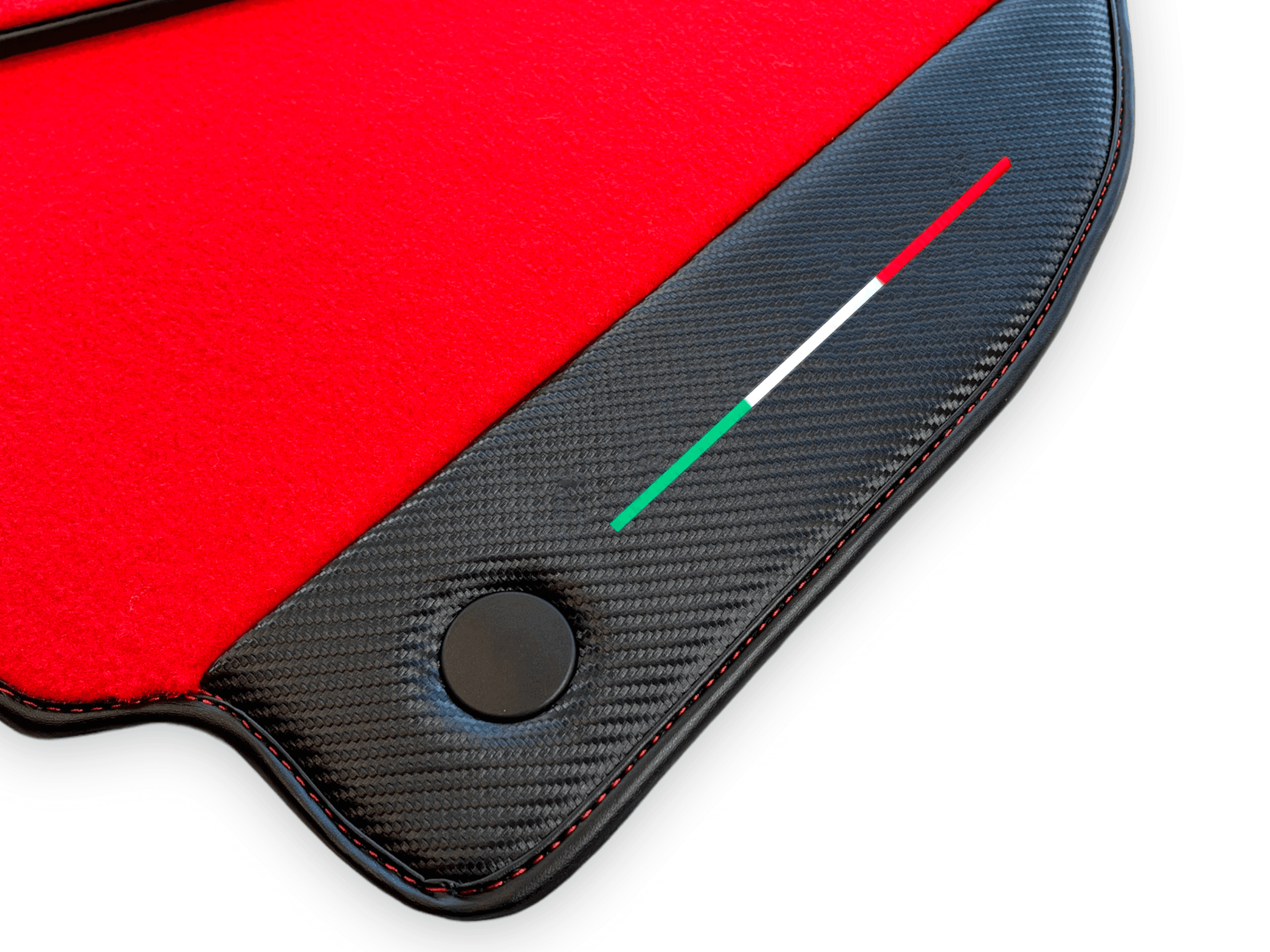 Red Floor Mats For Ferrari 488 Pista Spider 2019-2021 With Carbon Fiber Leather - AutoWin