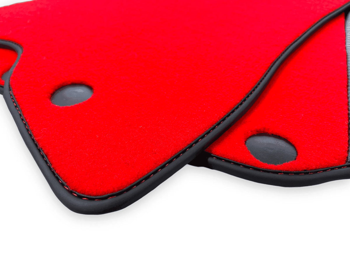 Red Floor Mats For Ferrari 812 GTS (2019-2023) With Carbon Fiber Leather