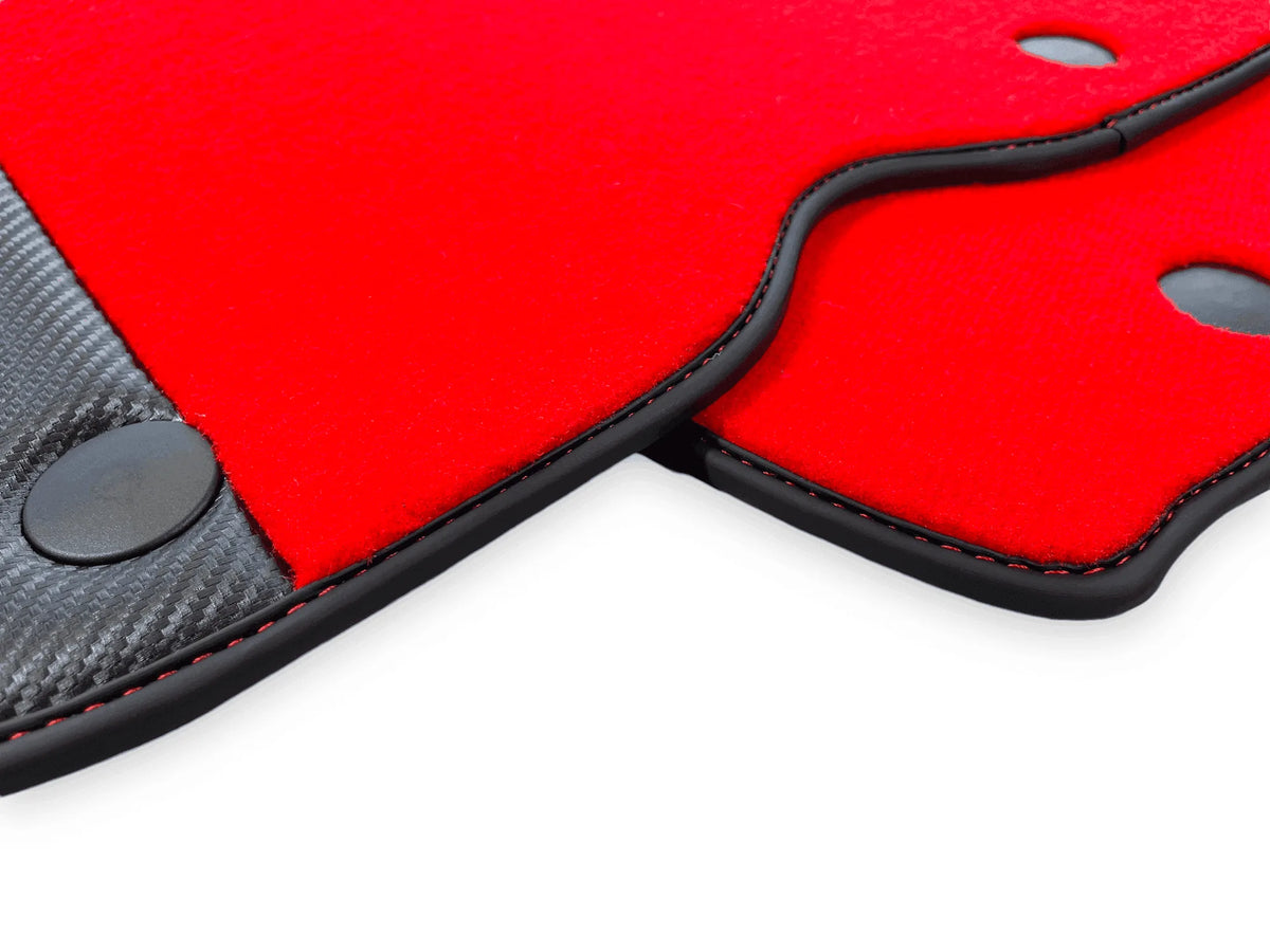 Red Floor Mats For Ferrari 812 GTS (2019-2023) With Carbon Fiber Leather