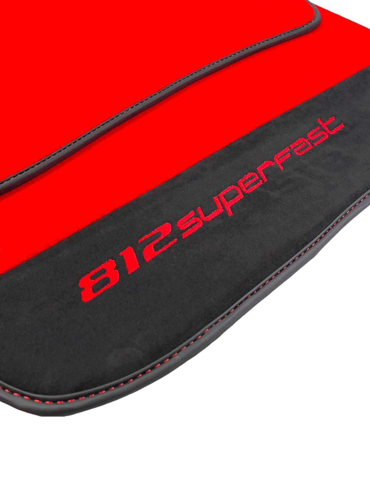 Red Floor Mats For Ferrari 812 Superfast With Alcantara Leather - AutoWin