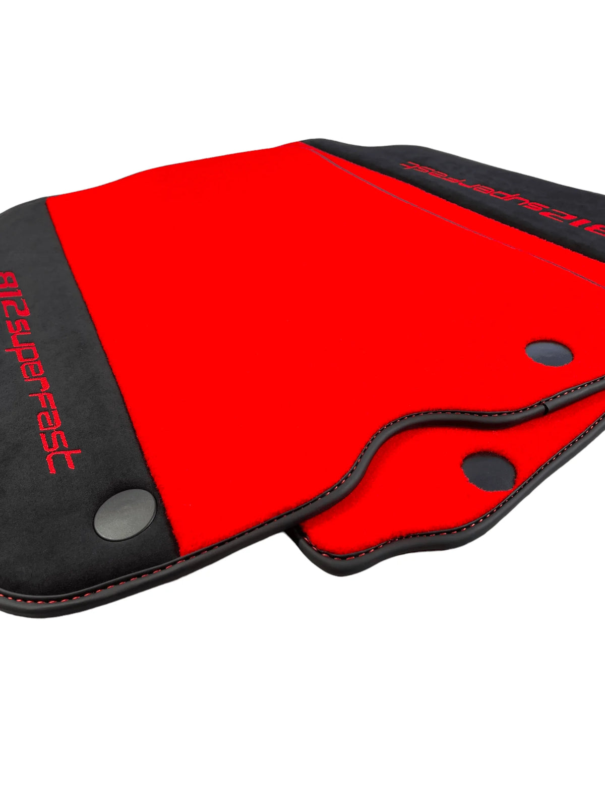 Red Floor Mats For Ferrari 812 Superfast With Alcantara Leather - AutoWin