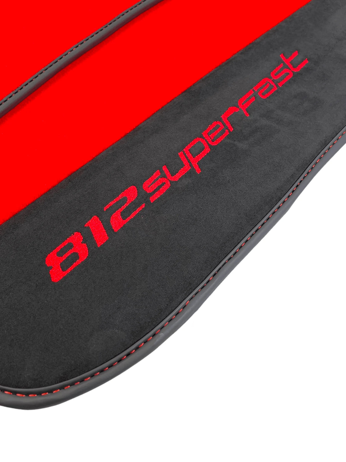 Red Floor Mats For Ferrari 812 Superfast With Alcantara Leather - AutoWin