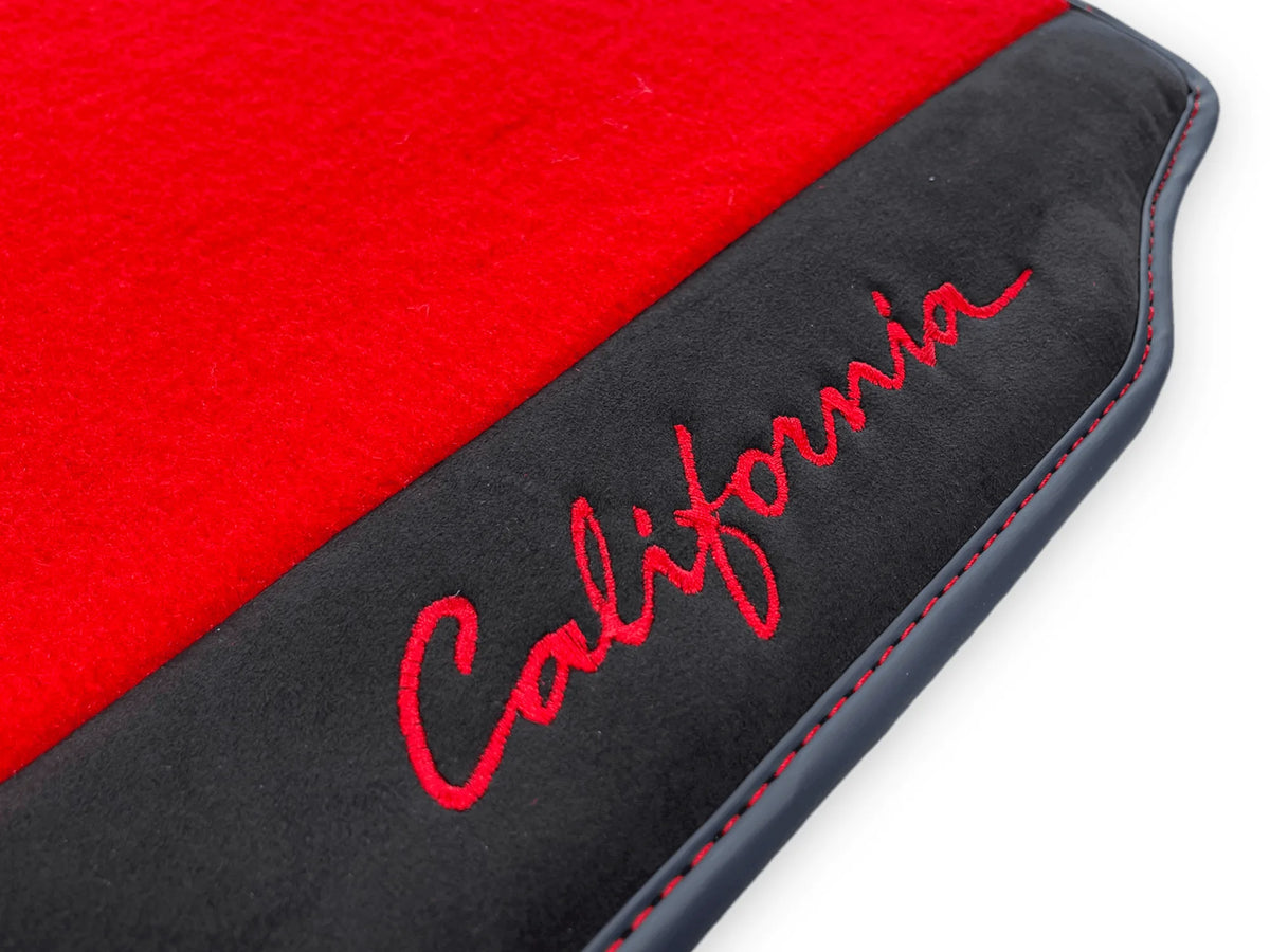 Red Floor Mats For Ferrari California 2008-2014 With Alcantara - AutoWin