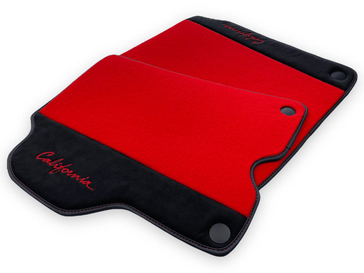 Red Floor Mats For Ferrari California 2008-2014 With Alcantara - AutoWin