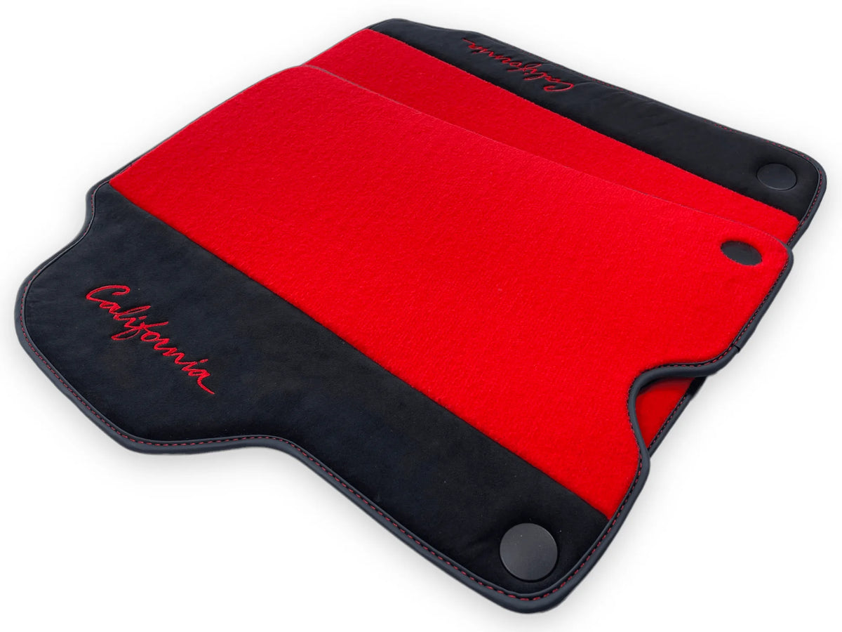 Red Floor Mats For Ferrari California 2008-2014 With Alcantara - AutoWin