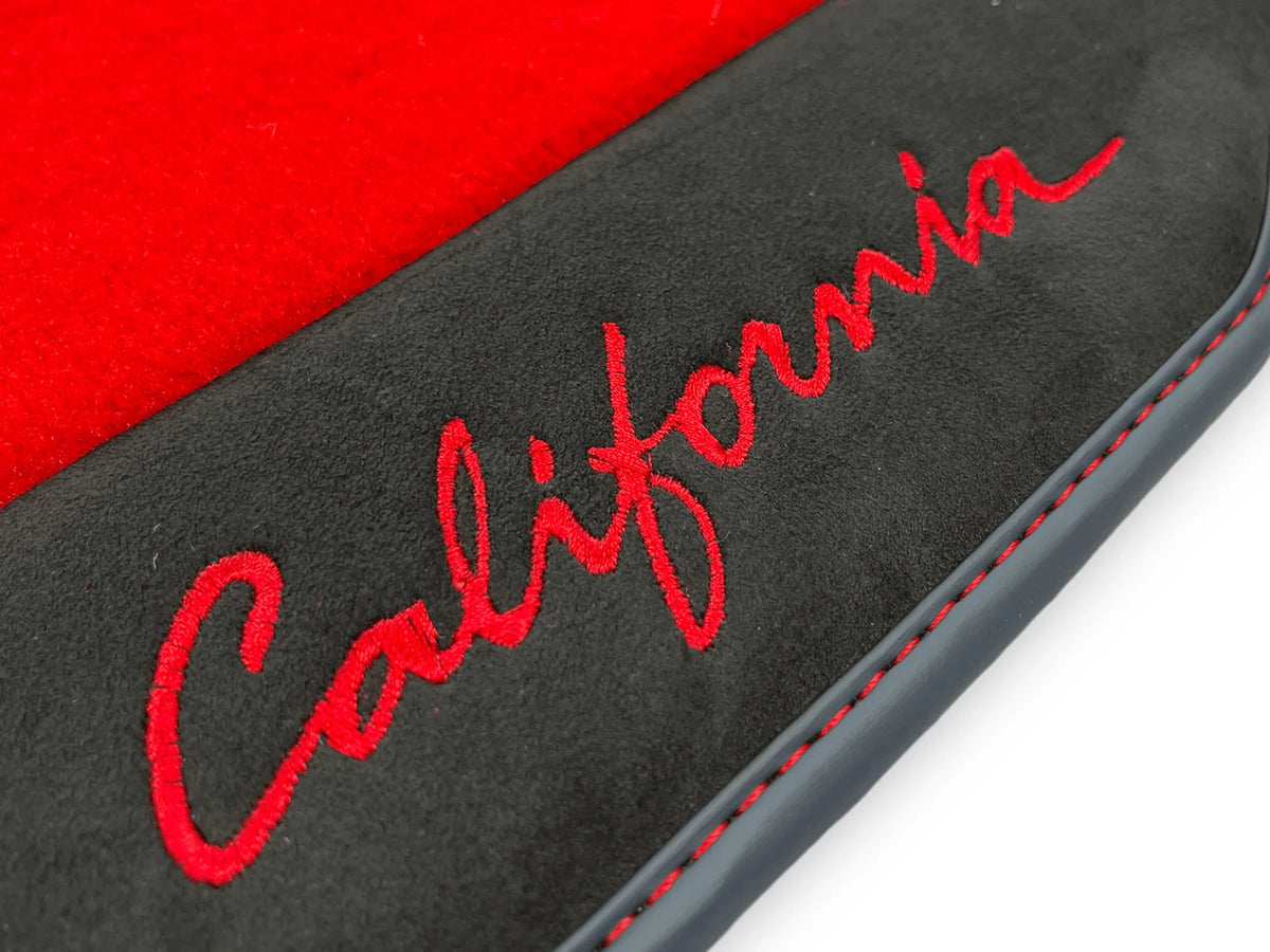 Red Floor Mats For Ferrari California 2008-2014 With Alcantara - AutoWin
