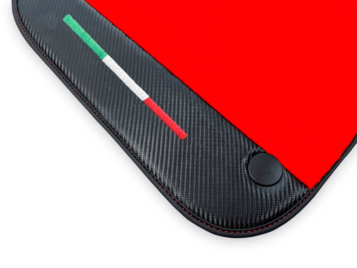 Red Floor Mats For Ferrari F12 Berlinetta (2012-2022) With Carbon Fiber Leather - AutoWin