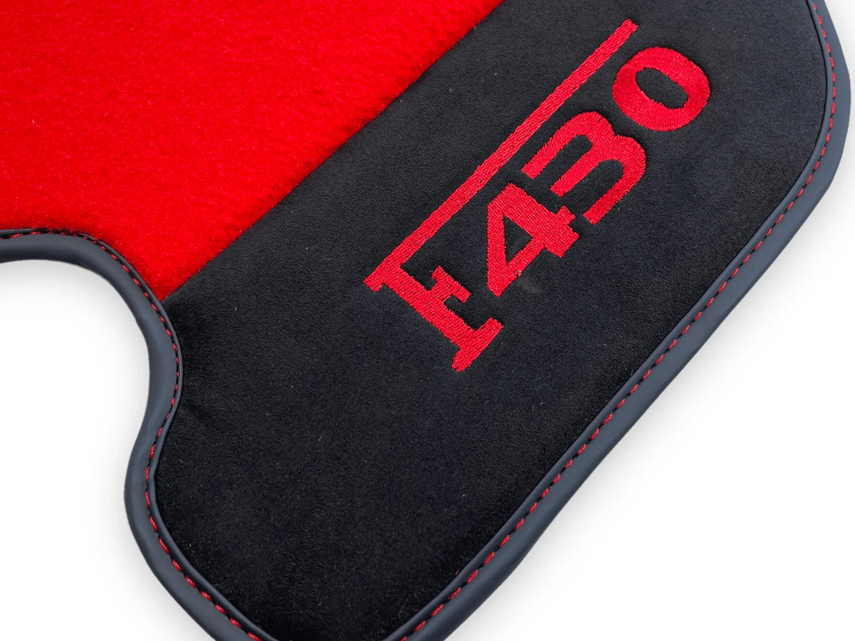 Red Floor Mats For Ferrari F430 2004-2009 With Alcantara Leather - AutoWin