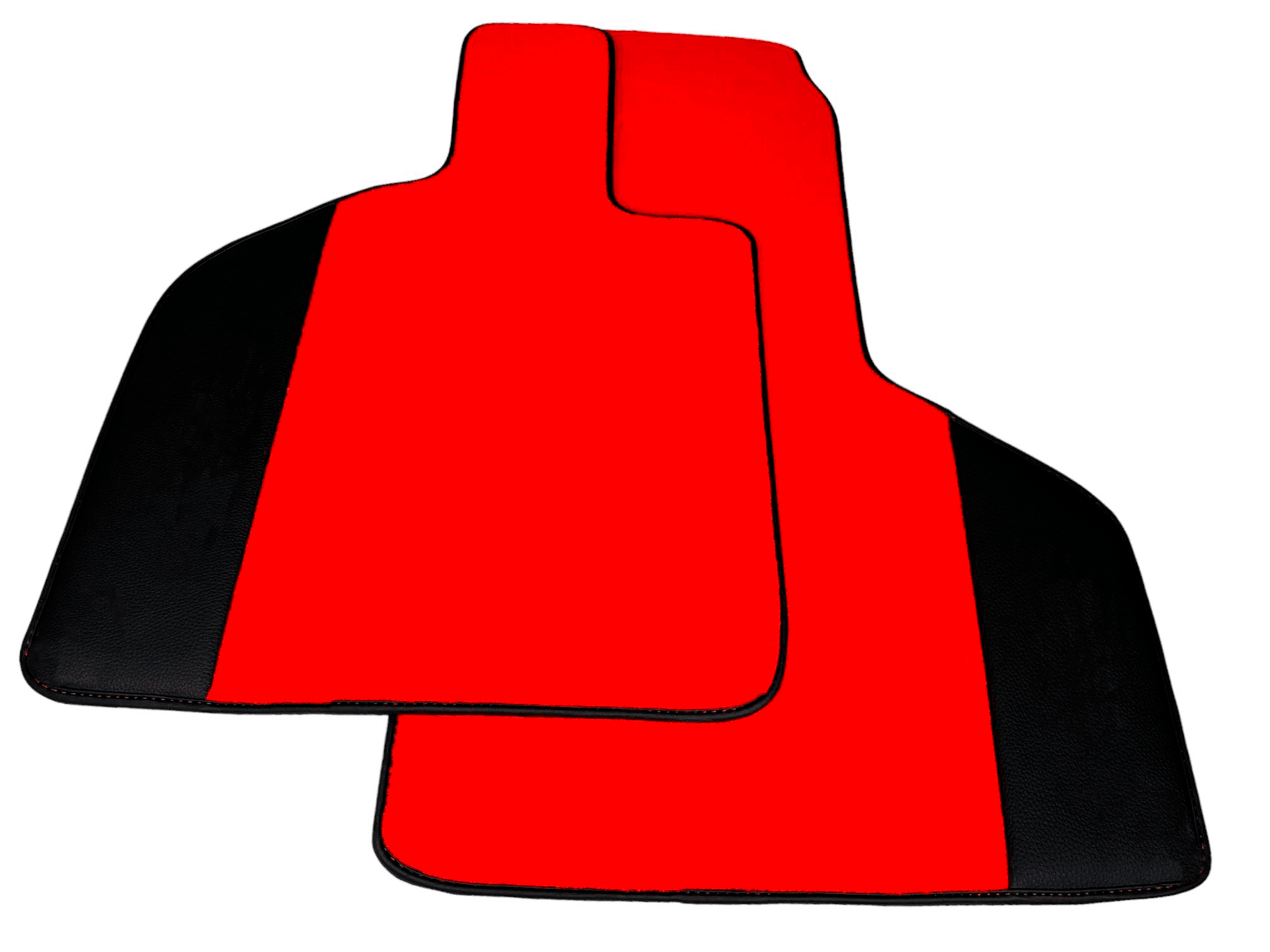 Custom Red Floor Mats for Lamborghini Huracan STO With Black Leather Red Sewing