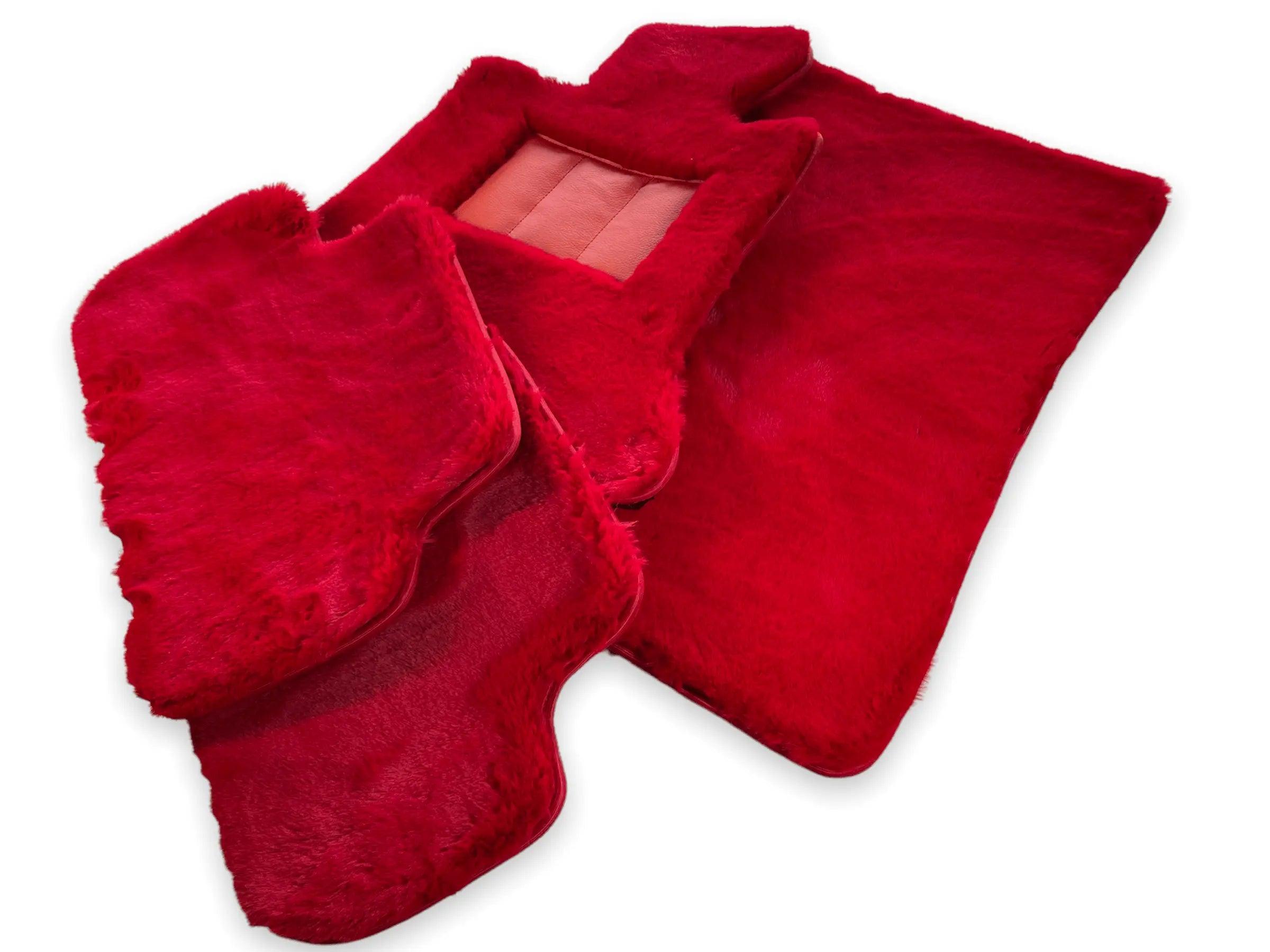 Red Sheepskin Floor Mats For Bentley Bentayga Er56 Design Brand - AutoWin