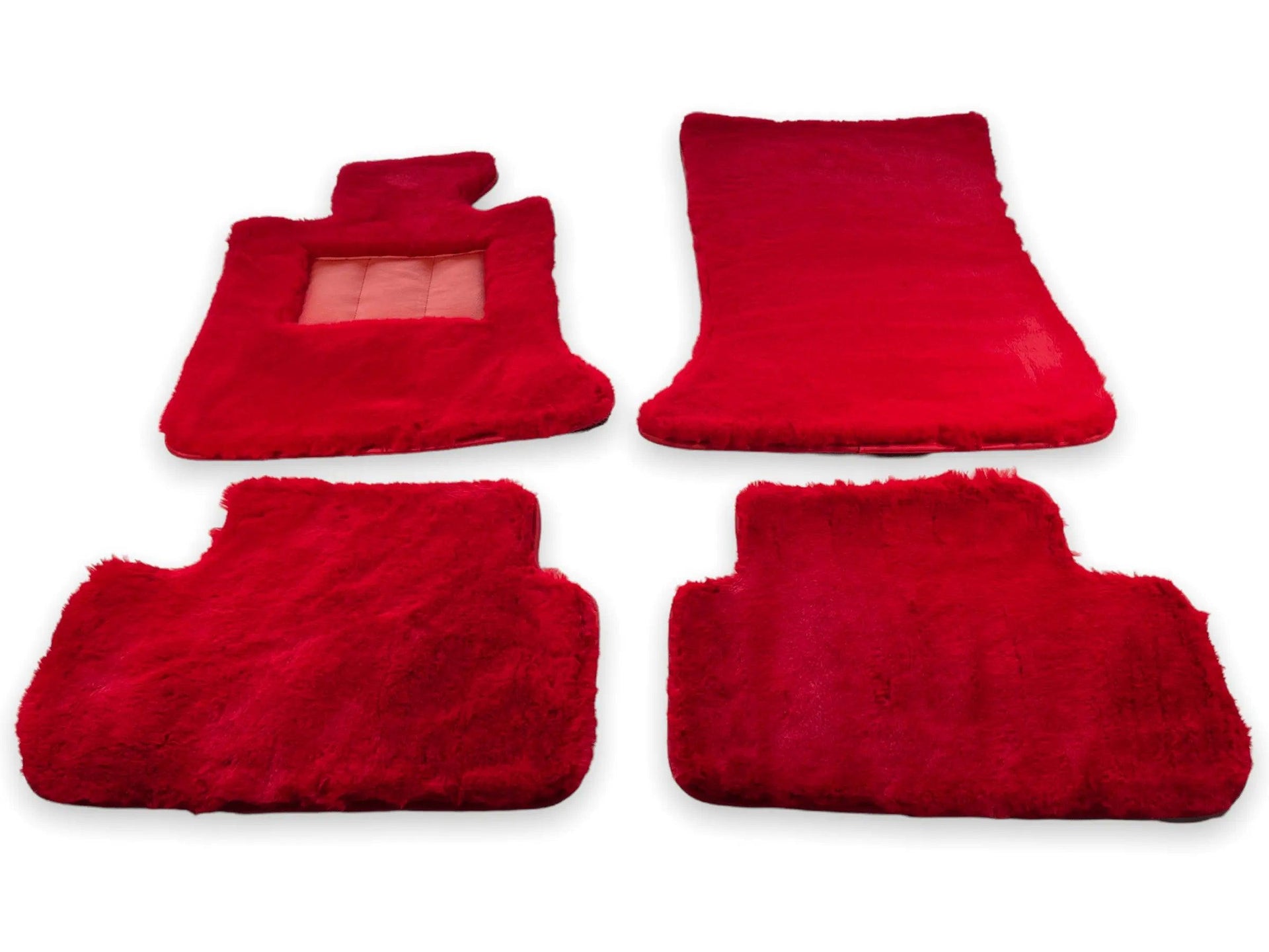 Red Sheepskin Floor Mats For Bentley Bentayga Er56 Design Brand - AutoWin
