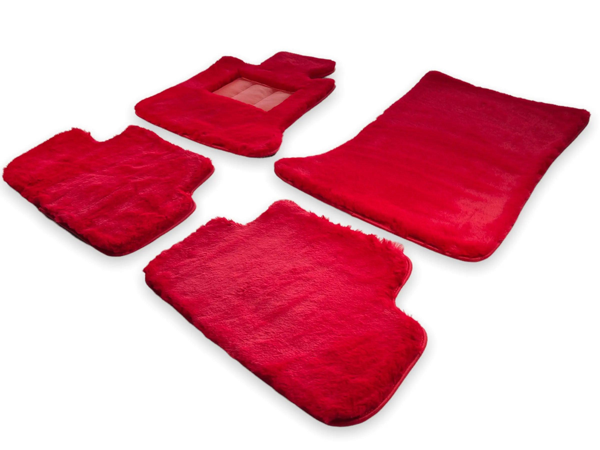 Red Sheepskin Floor Mats For Bentley Bentayga Er56 Design Brand - AutoWin