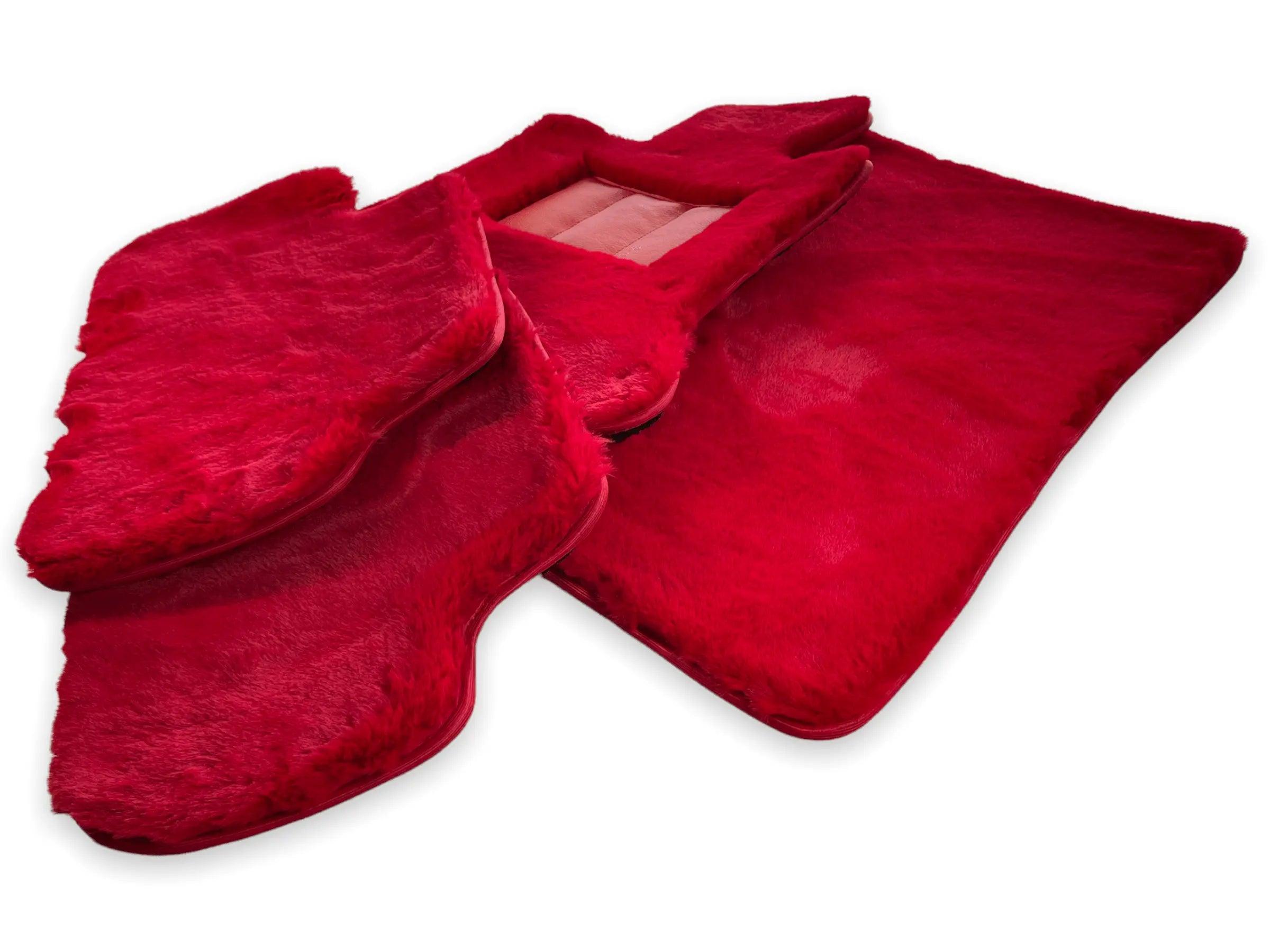 Red Sheepskin Floor Mats For Bentley Bentayga Er56 Design Brand - AutoWin