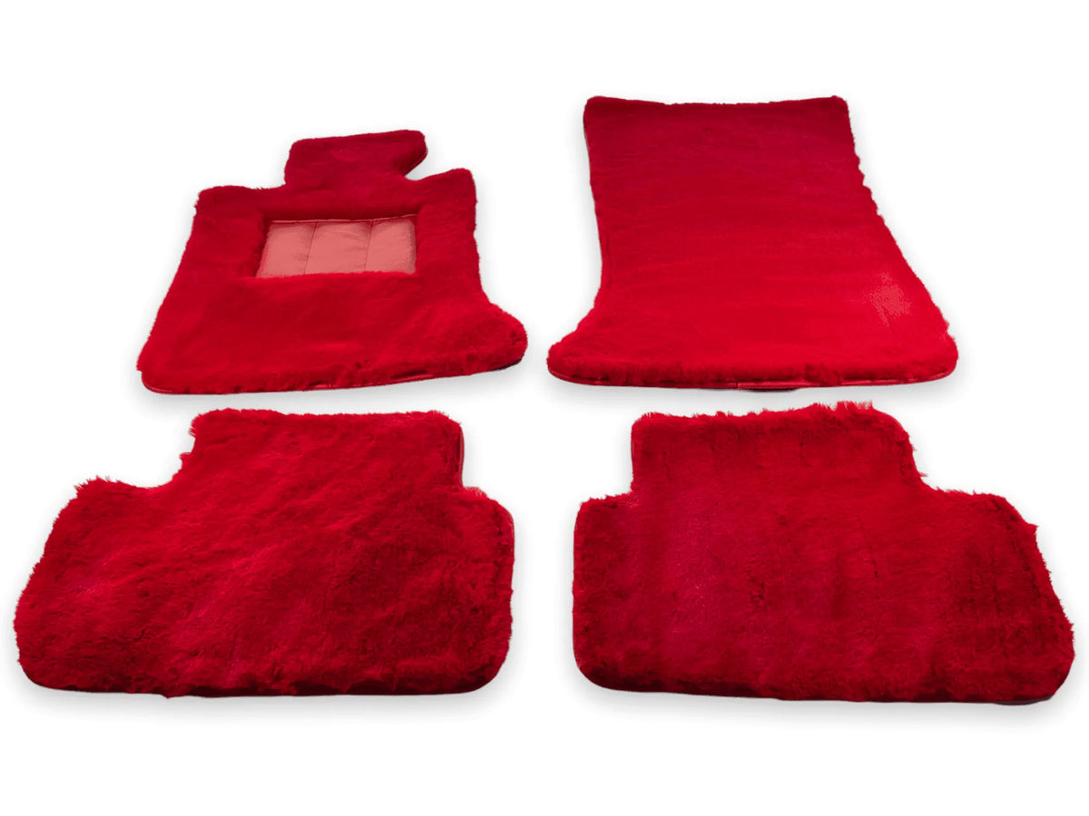 Red Sheepskin Floor Mats For Rolls Royce Phantom VIII (2017-2024) Design Brand - AutoWin