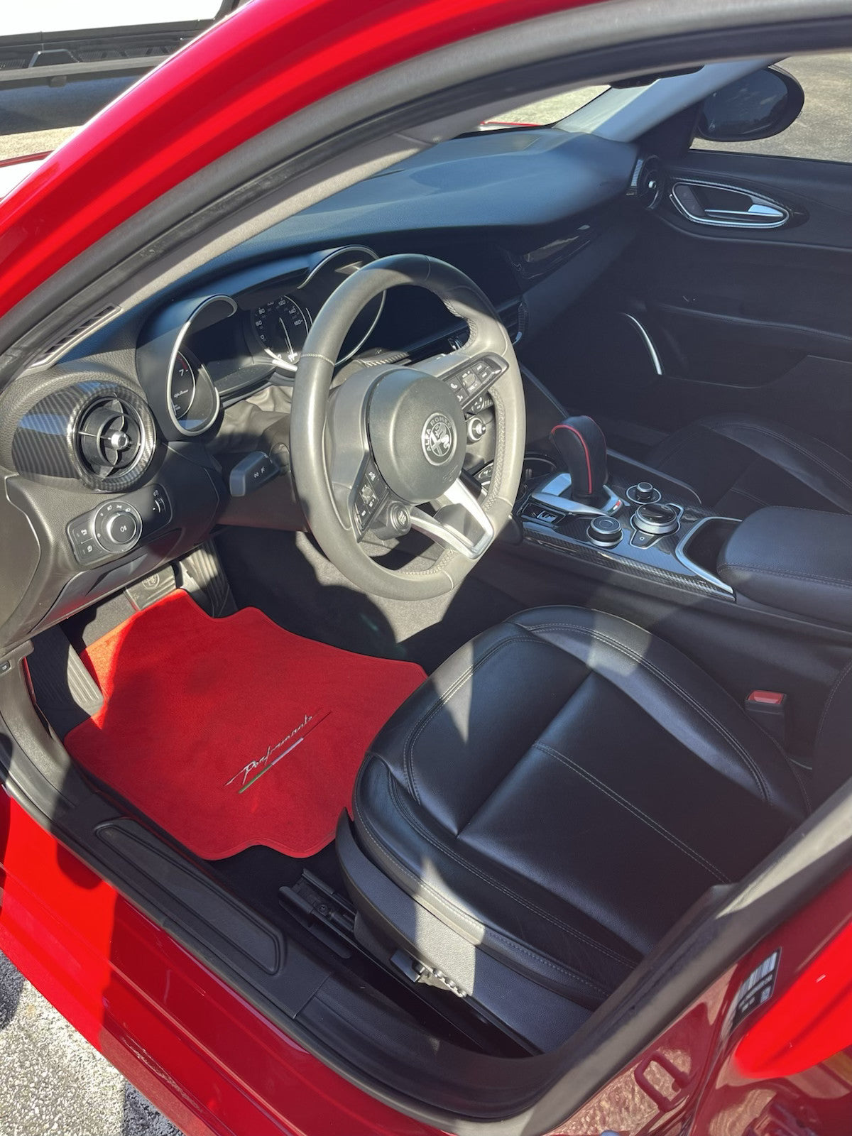 Red Floor Mats for Alfa Romeo Giulia (2016-2024) Rear Wheel Drive