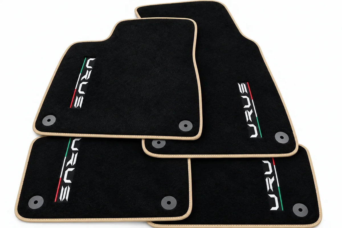 Floor Mats For Lamborghini Urus Black Tailored With Orange Rounds Carpets - Beige trim