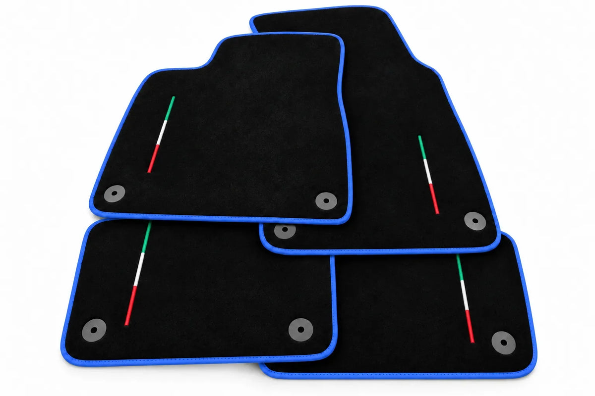 Floor Mats For Lamborghini Urus Black Tailored With Orange Rounds Carpets - Blue trim