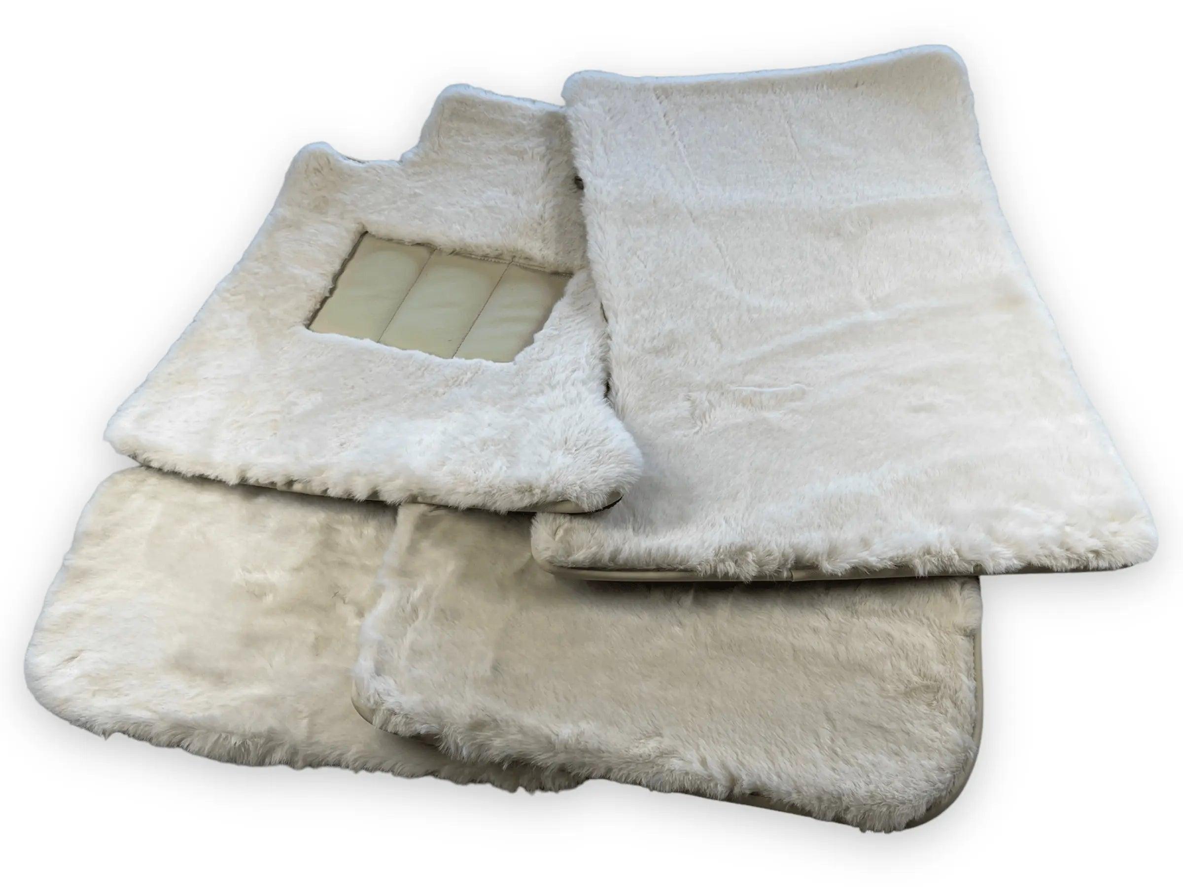 White Sheepskin Floor Mats For Bentley Bentayga Er56 Design Brand - AutoWin