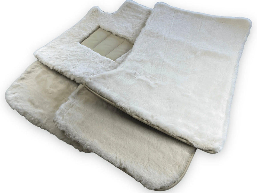 White Sheepskin Floor Mats For Bentley Bentayga Er56 Design Brand - AutoWin