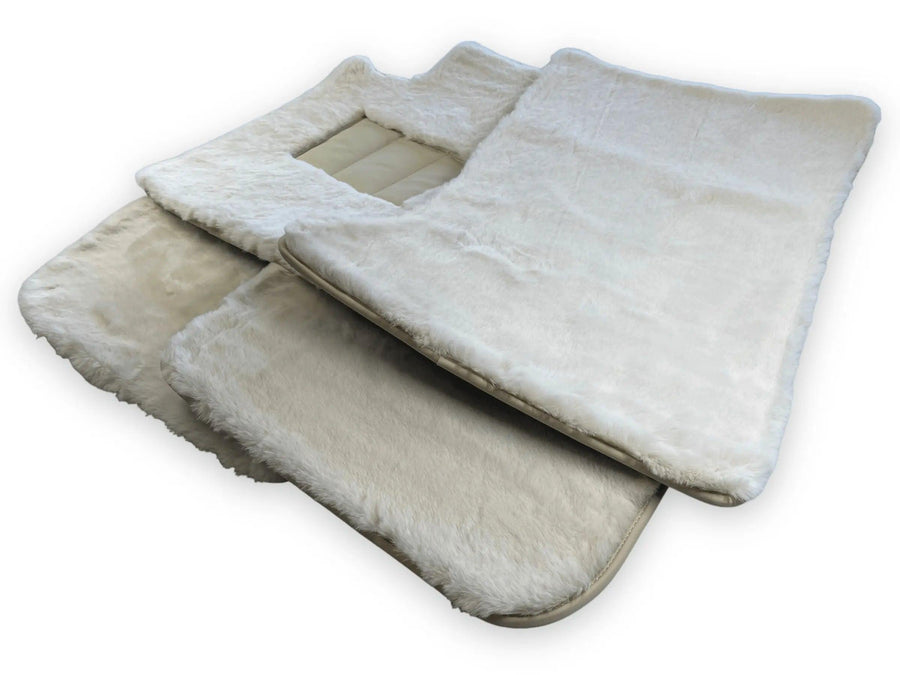 White Sheepskin Floor Mats For Bentley Bentayga Er56 Design Brand - AutoWin