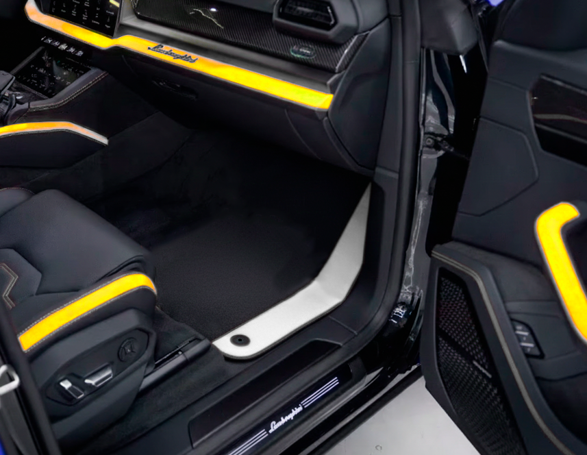 Interior look of floor mats for Lamborghini Urus With White Leather
