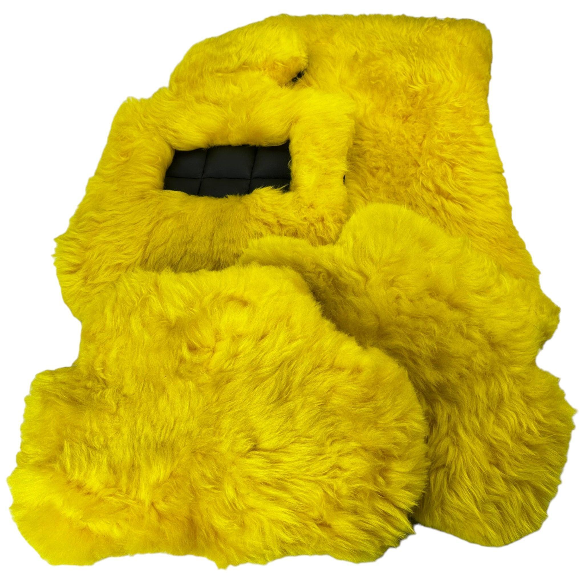 Yellow Sheepskin Floor Mats for Rolls Royce Phantom VIII (2017-2024) ER56 Design Brand - AutoWin
