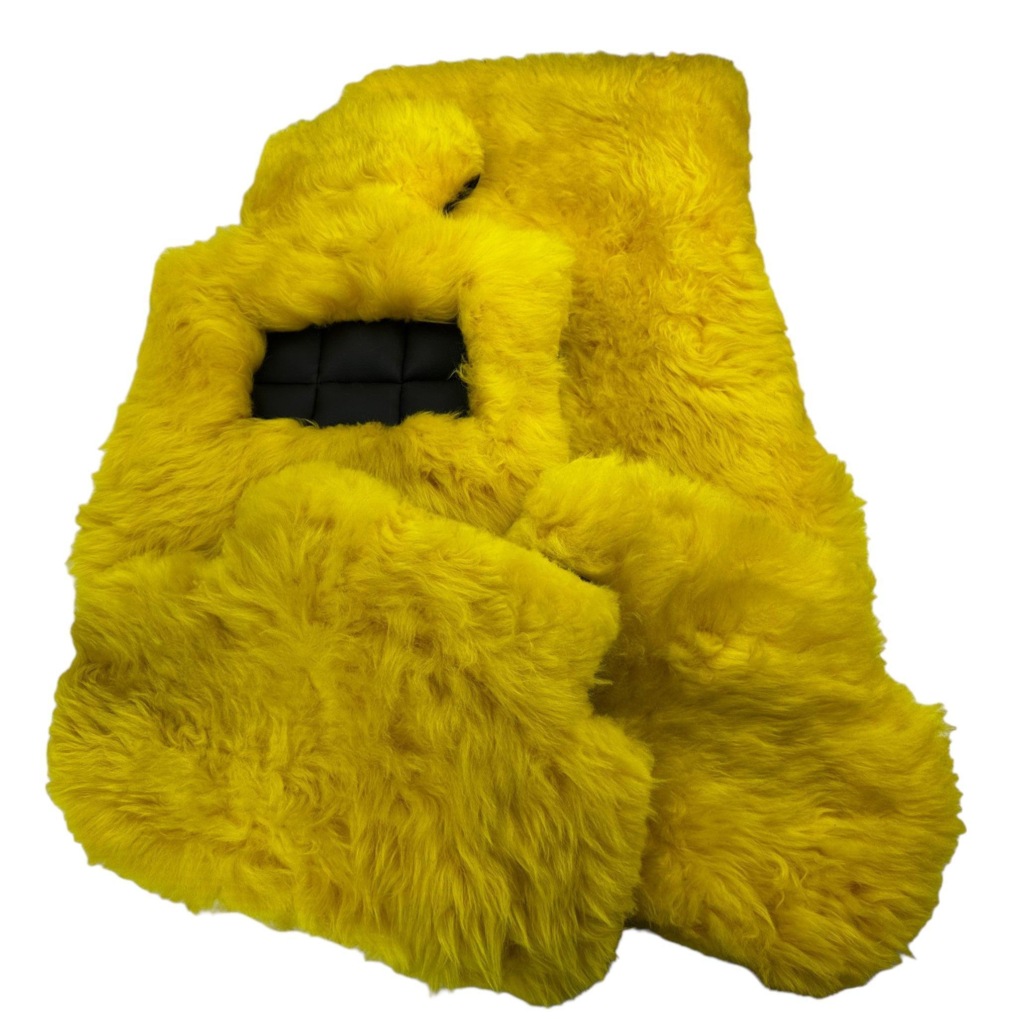 Yellow Sheepskin Floor Mats for Rolls Royce Phantom VIII (2017-2024) ER56 Design Brand - AutoWin