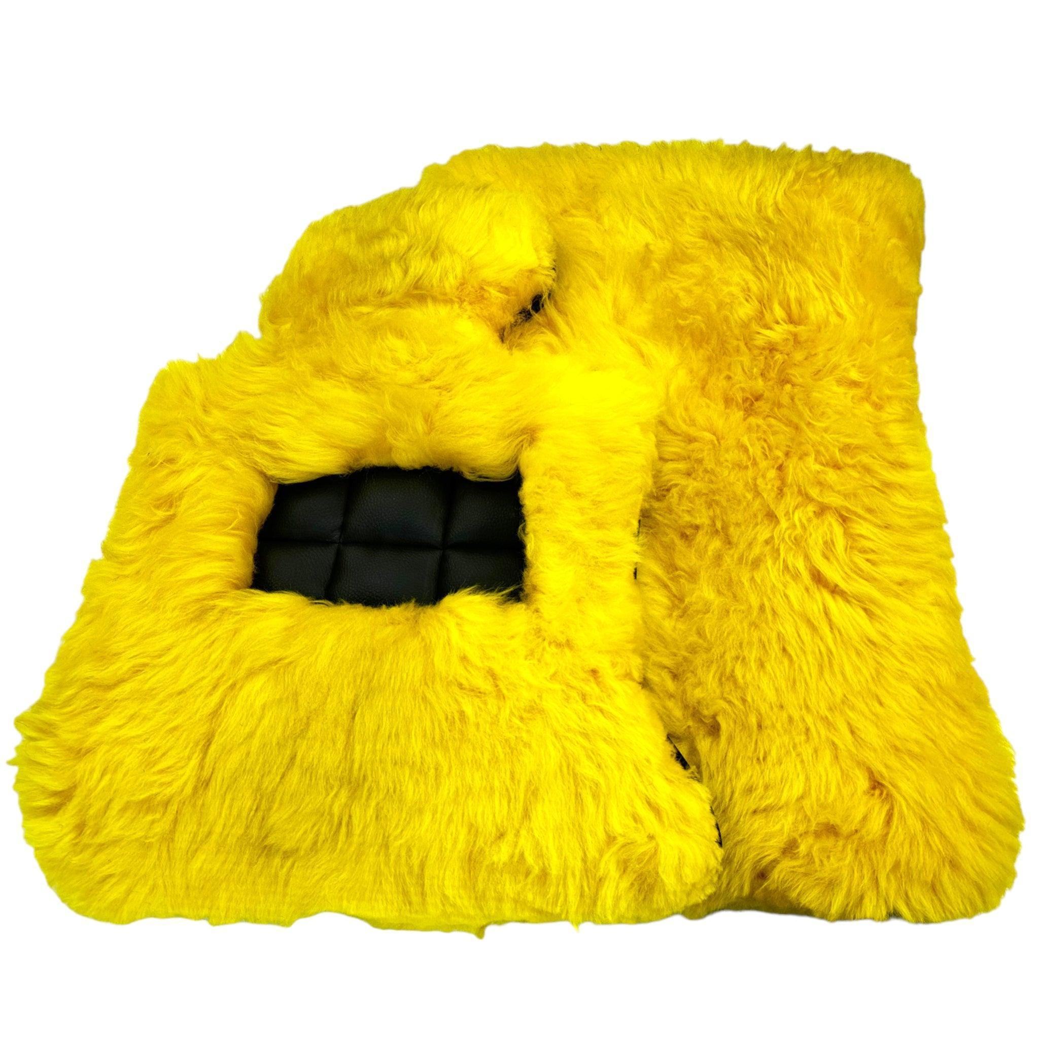 Yellow Sheepskin Floor Mats for Rolls Royce Phantom VIII (2017-2024) ER56 Design Brand - AutoWin