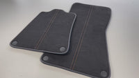 Floor Mats For McLaren 600LT (2018-2020) Alcantara Black Tailored Carpets With Orange Sewing