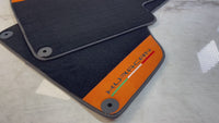 Black Floor Mats for Lamborghini Huracan with Orange Alcantara Leather